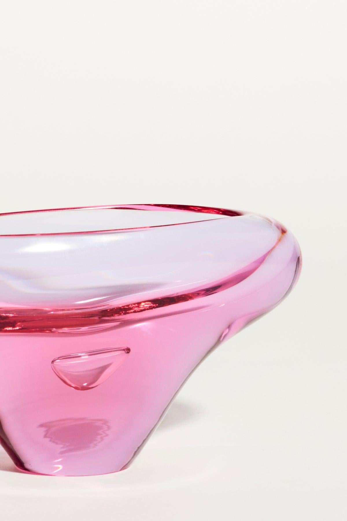 Mid-Century Modern Czech Pink and Lilac Rolled Edge Bowl