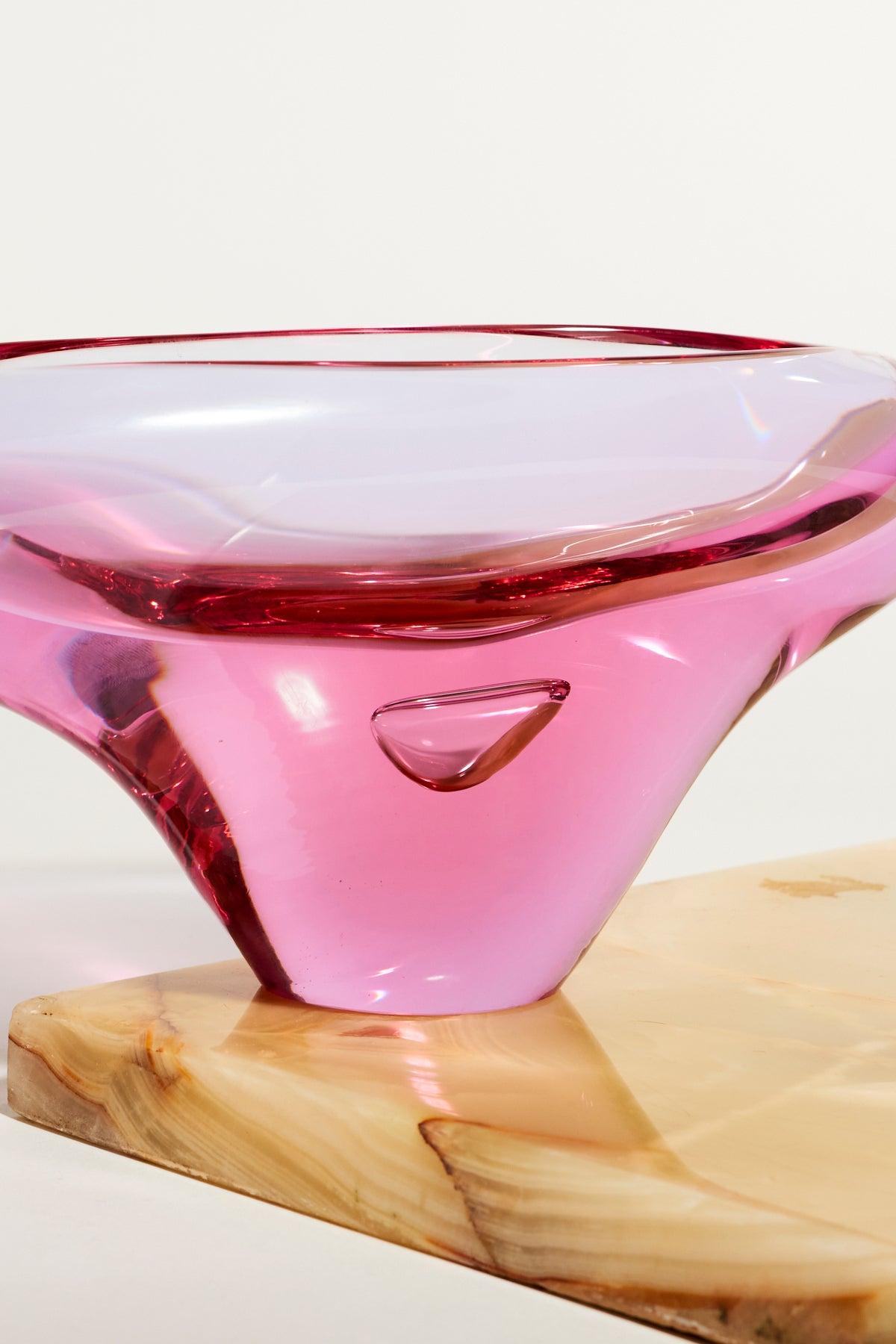 Mid-20th Century Czech Pink and Lilac Rolled Edge Bowl
