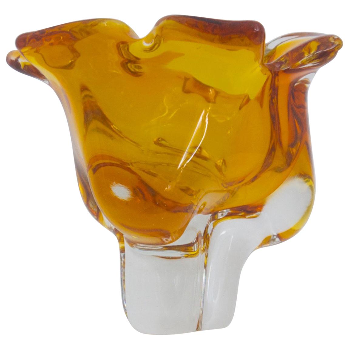Czech Republic Glass Bowl by Josef Hospodka for Chribska Amber, Late 1950s For Sale