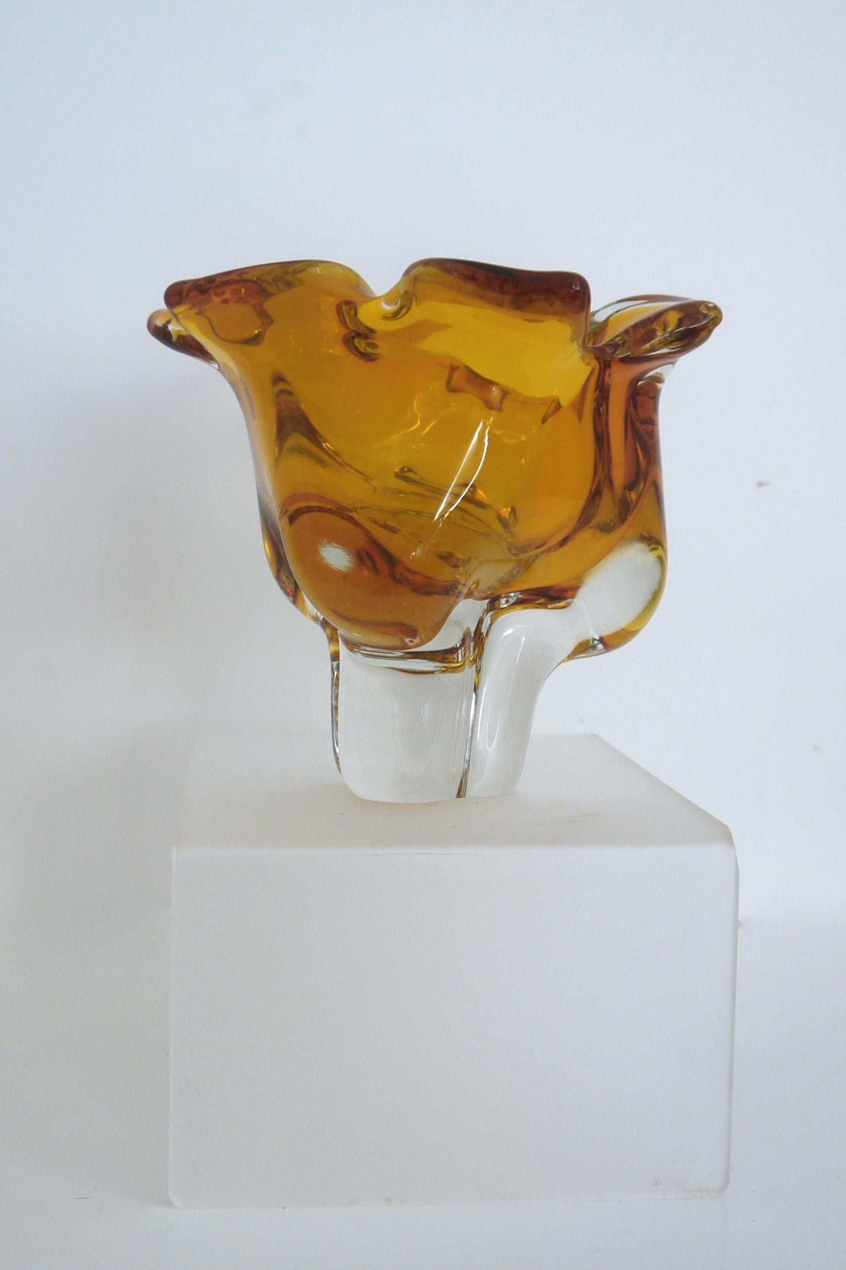 Czech Republic Glass Bowl by Josef Hospodka for Chribska Amber, Late 1950s In Good Condition For Sale In Halstead, GB