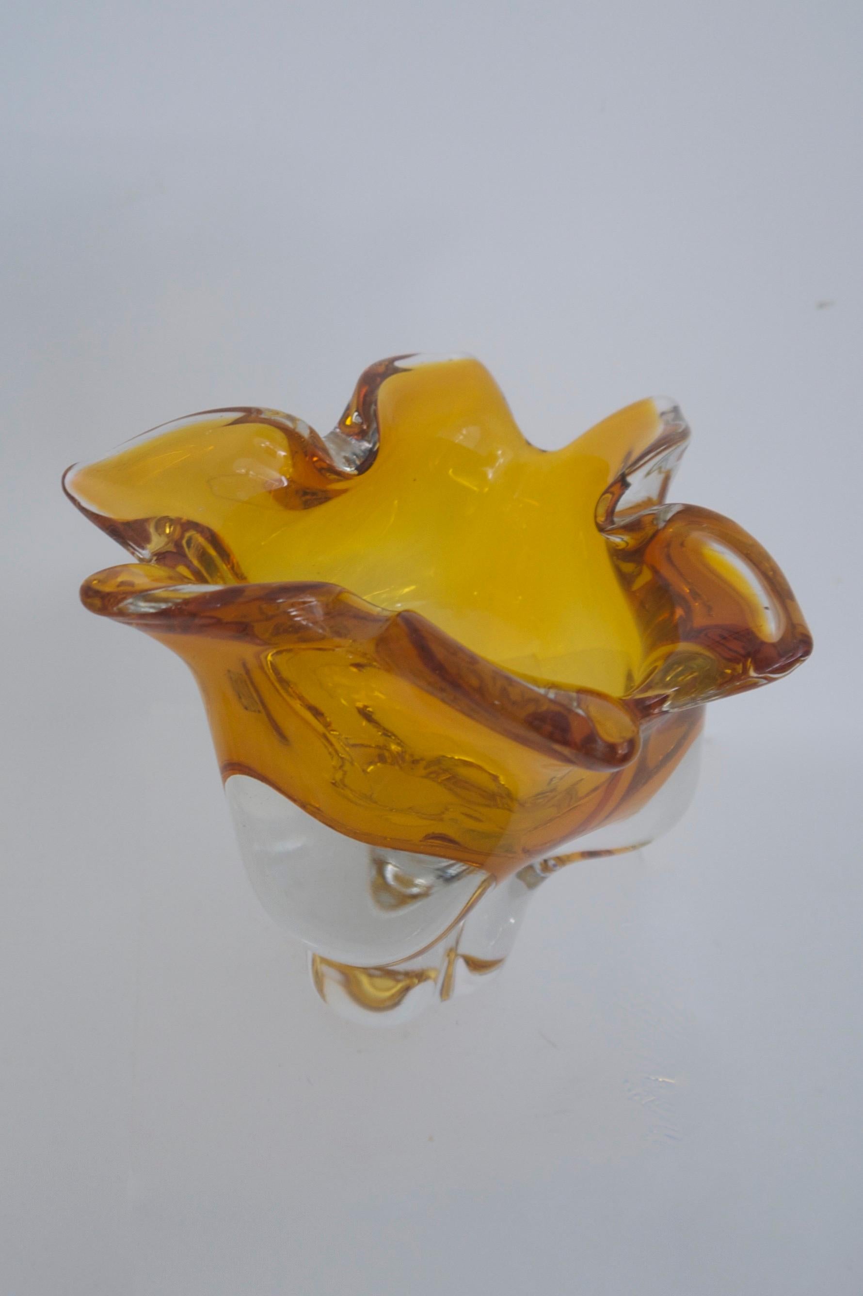 Mid-20th Century Czech Republic Glass Bowl by Josef Hospodka for Chribska Amber, Late 1950s For Sale
