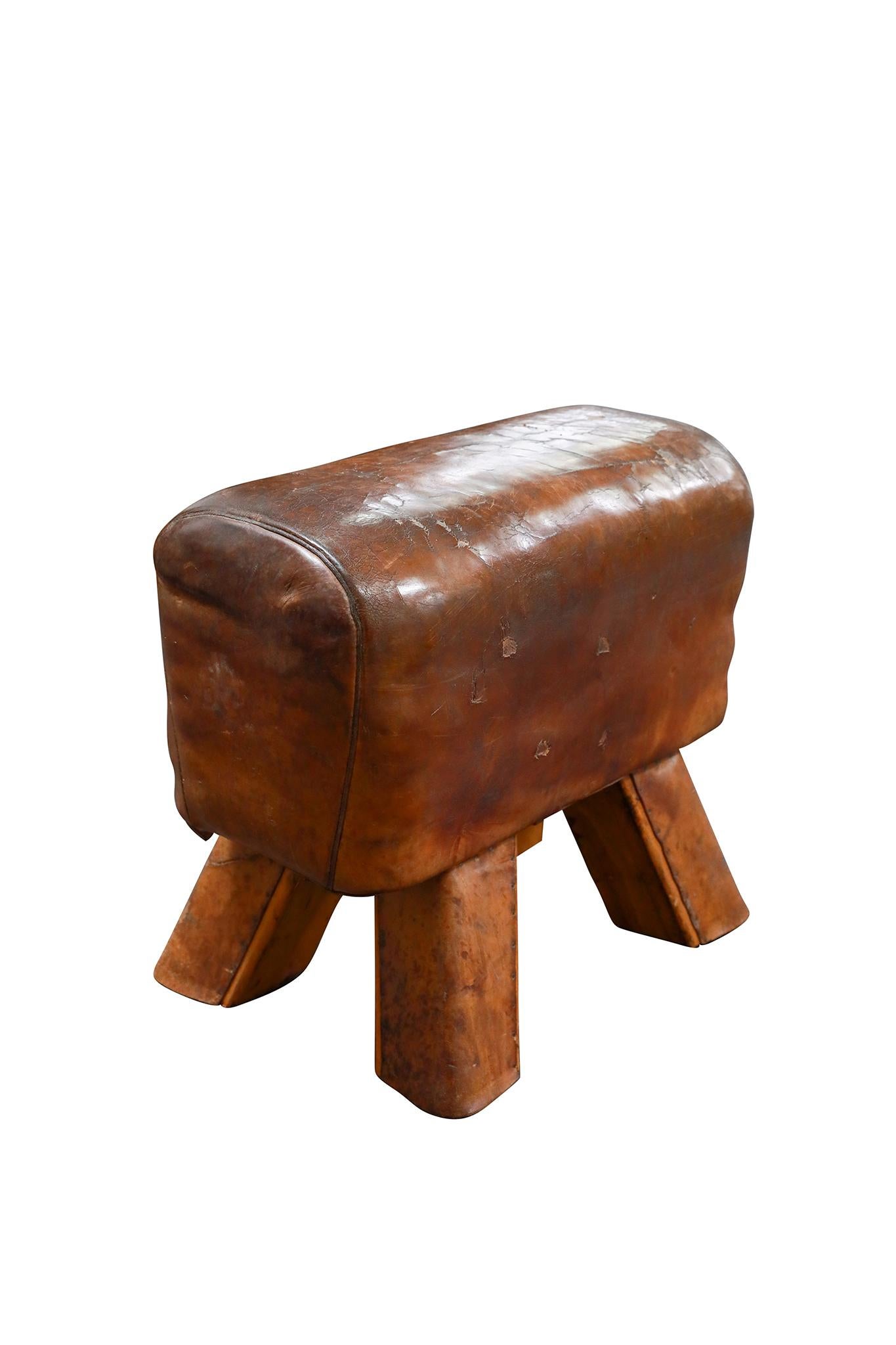 XX secolo Czech Republic Leather & Wood Vaulting Horse Seat in vendita