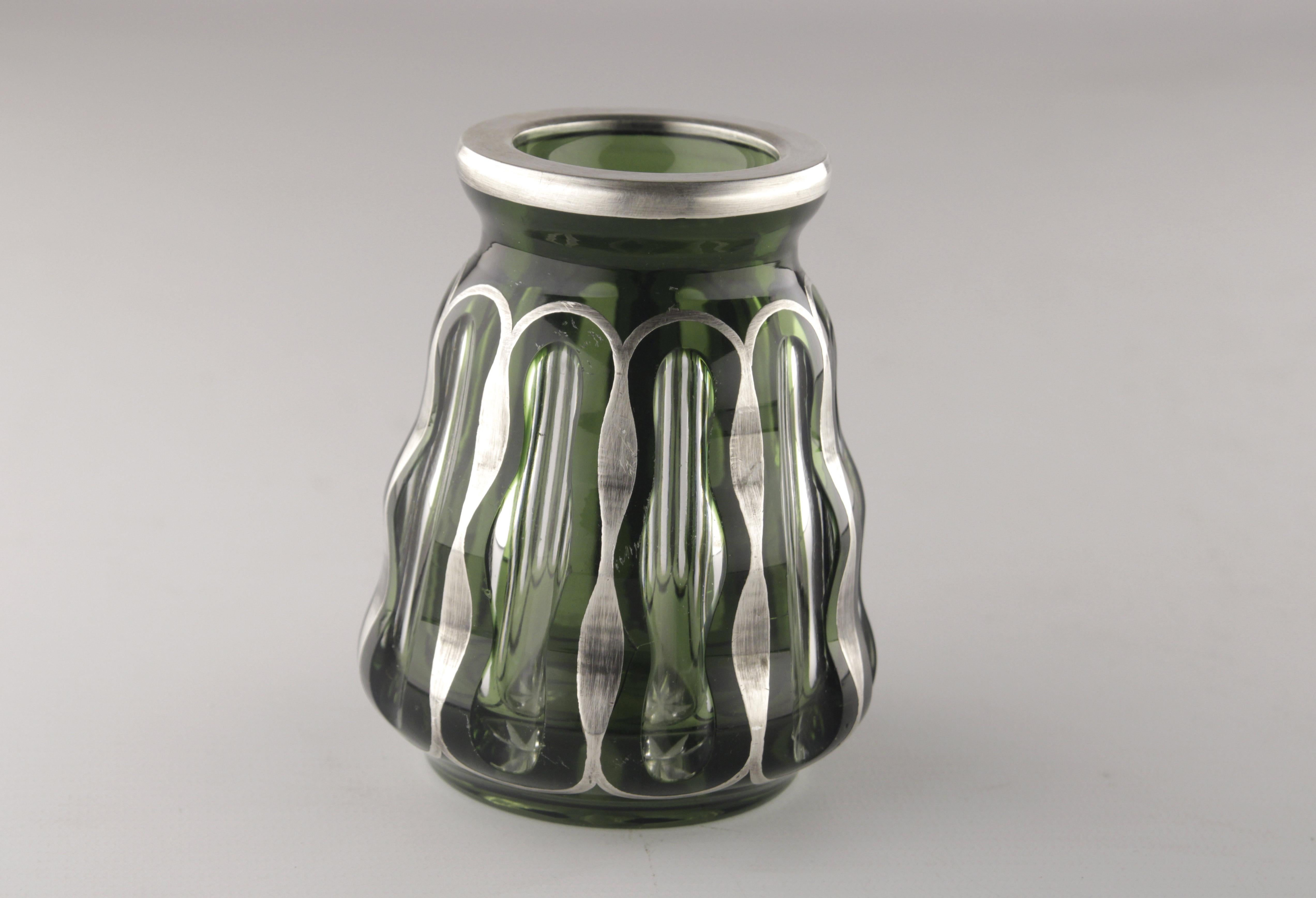 glass and silver vase