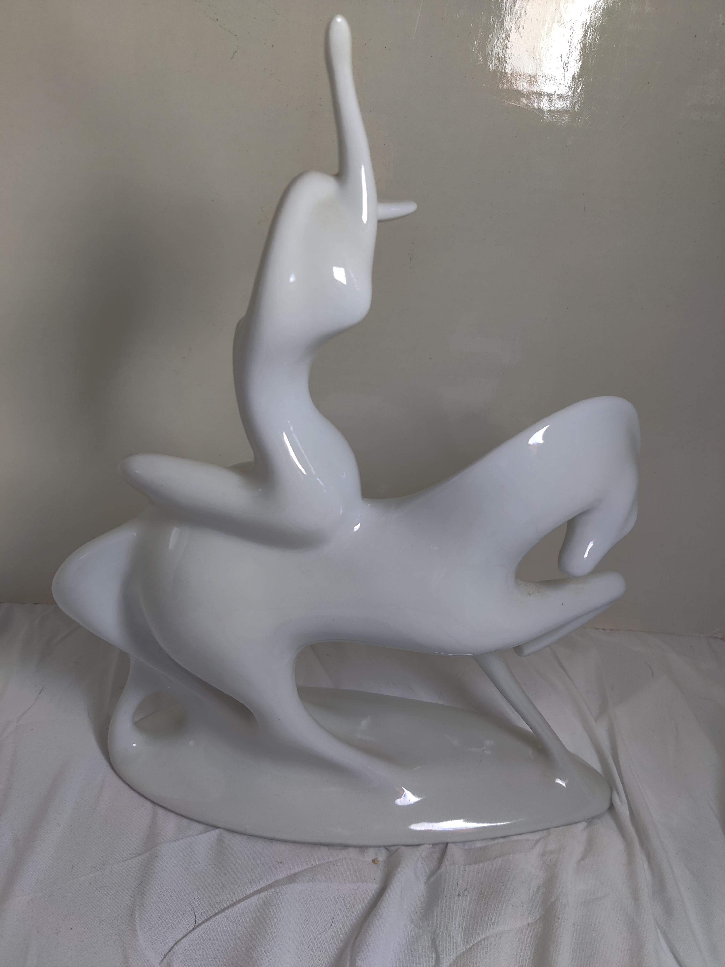 Czech Republic White Porcelain Female Nude on Horse For Sale 3