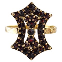 Czech Reupublic .900 Silver Gold Gilt Garnet Bohemian Ring Size 9.75 #20098