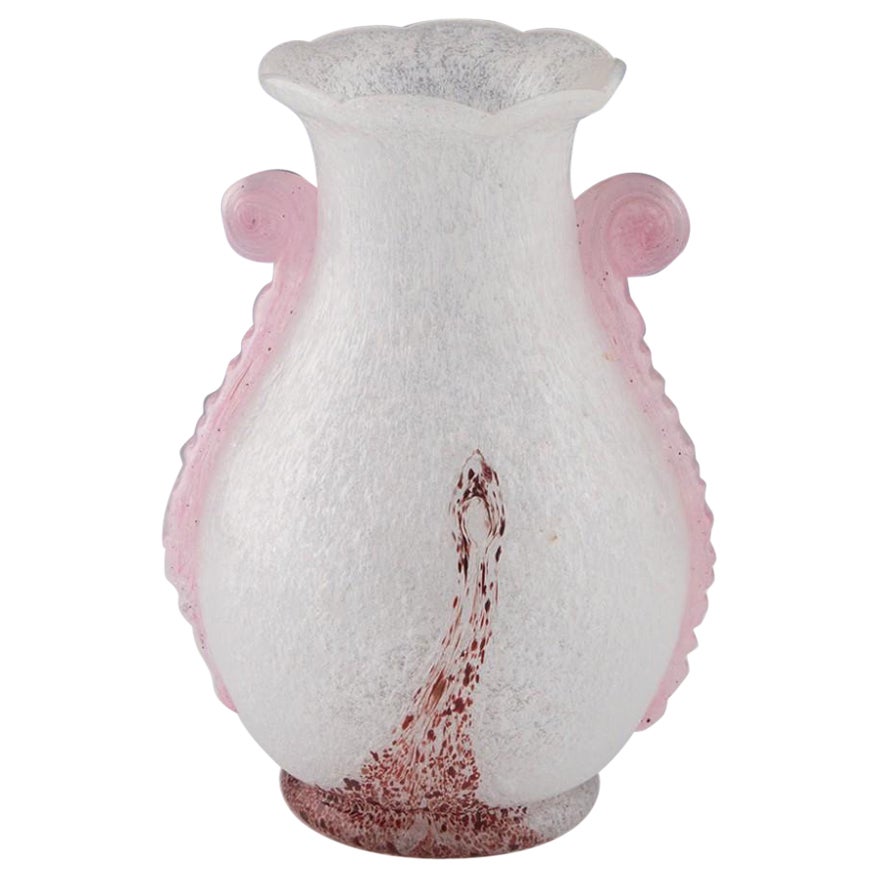 Vase tchèque Skrdlovice en verre ancien conçu par Emanuel Beranek, 1945