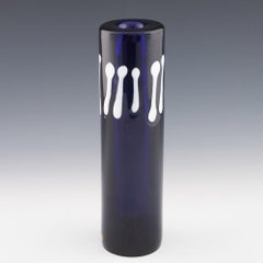 Czech Skrdlovice Blue Cylinder Vase Designed by Jaroslav Svoboda 1975