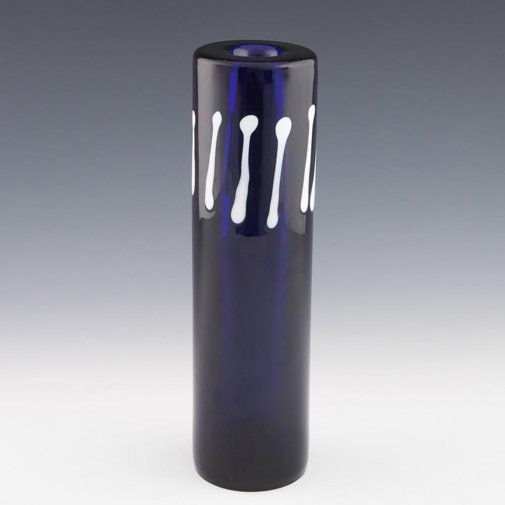 Czech Skrdlovice Blue Cylinder Vase Designed by Jaroslav Svoboda 1975 In Good Condition For Sale In Tunbridge Wells, GB