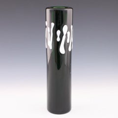 Czech Skrdlovice Green Cylinder Vase Designed by Jaroslav Svoboda 1975