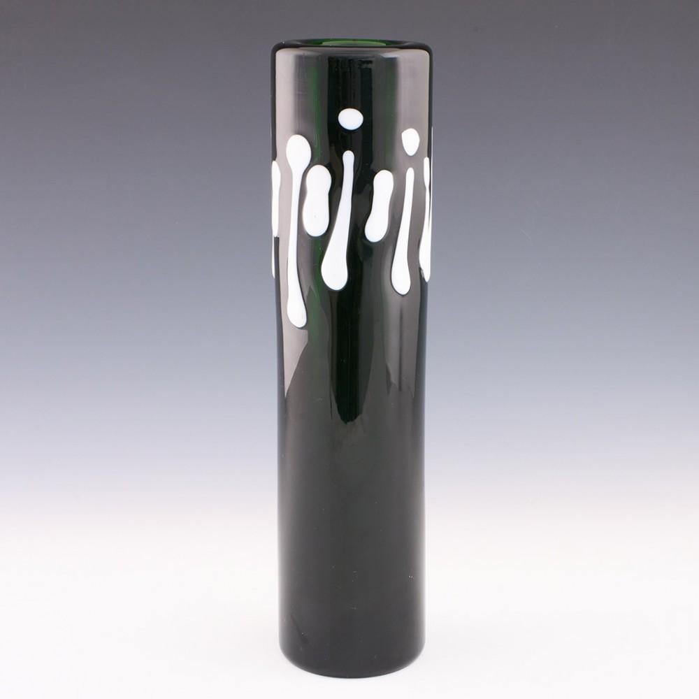 Mid-Century Modern Czech Skrdlovice Green Cylinder Vase Designed by Jaroslav Svoboda 1975 For Sale