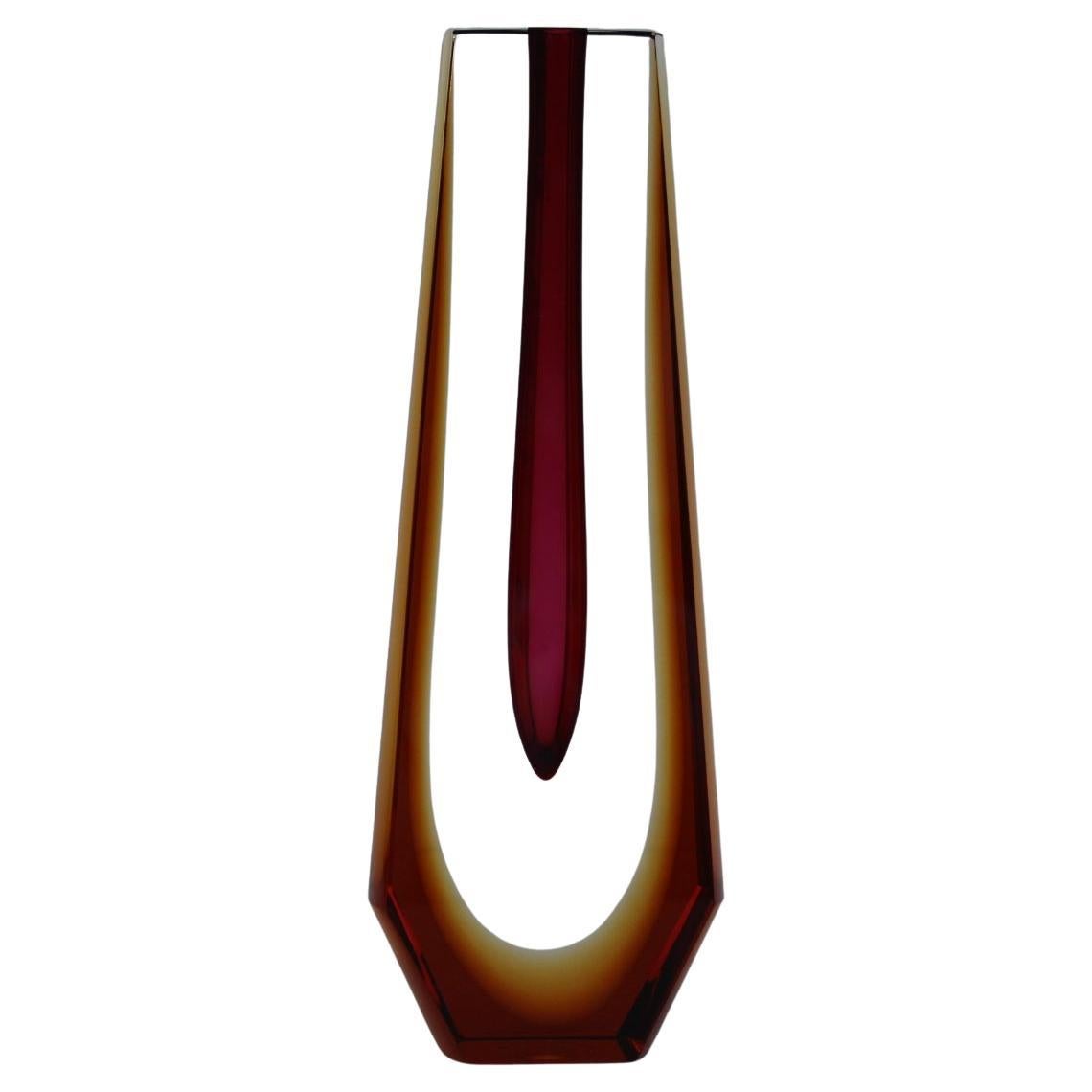 Vaso in vetro artistico ceco Sommerso, attribuito a Pavel Hlava, anni '60