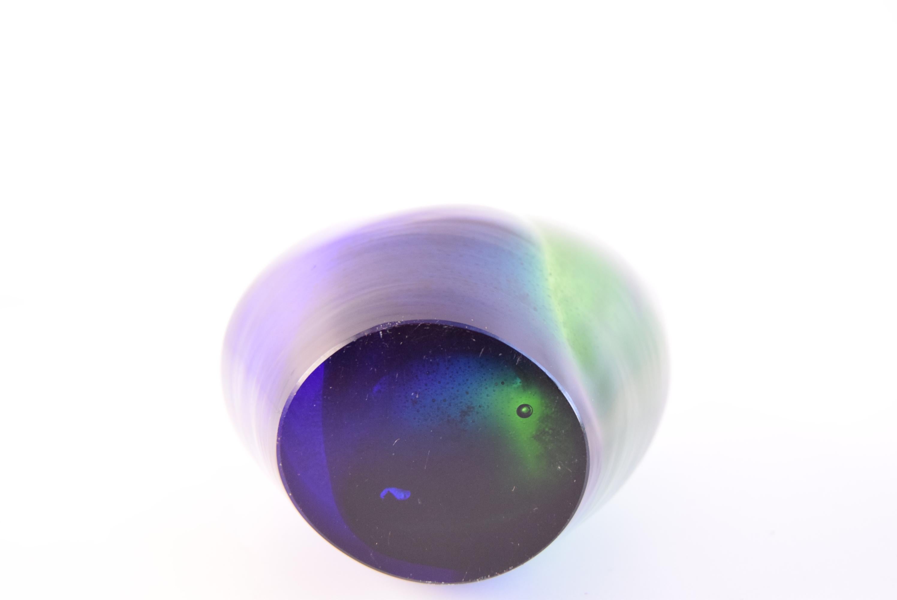 Czech Sommerso Art Glass Vase in Blue and Green For Sale 4