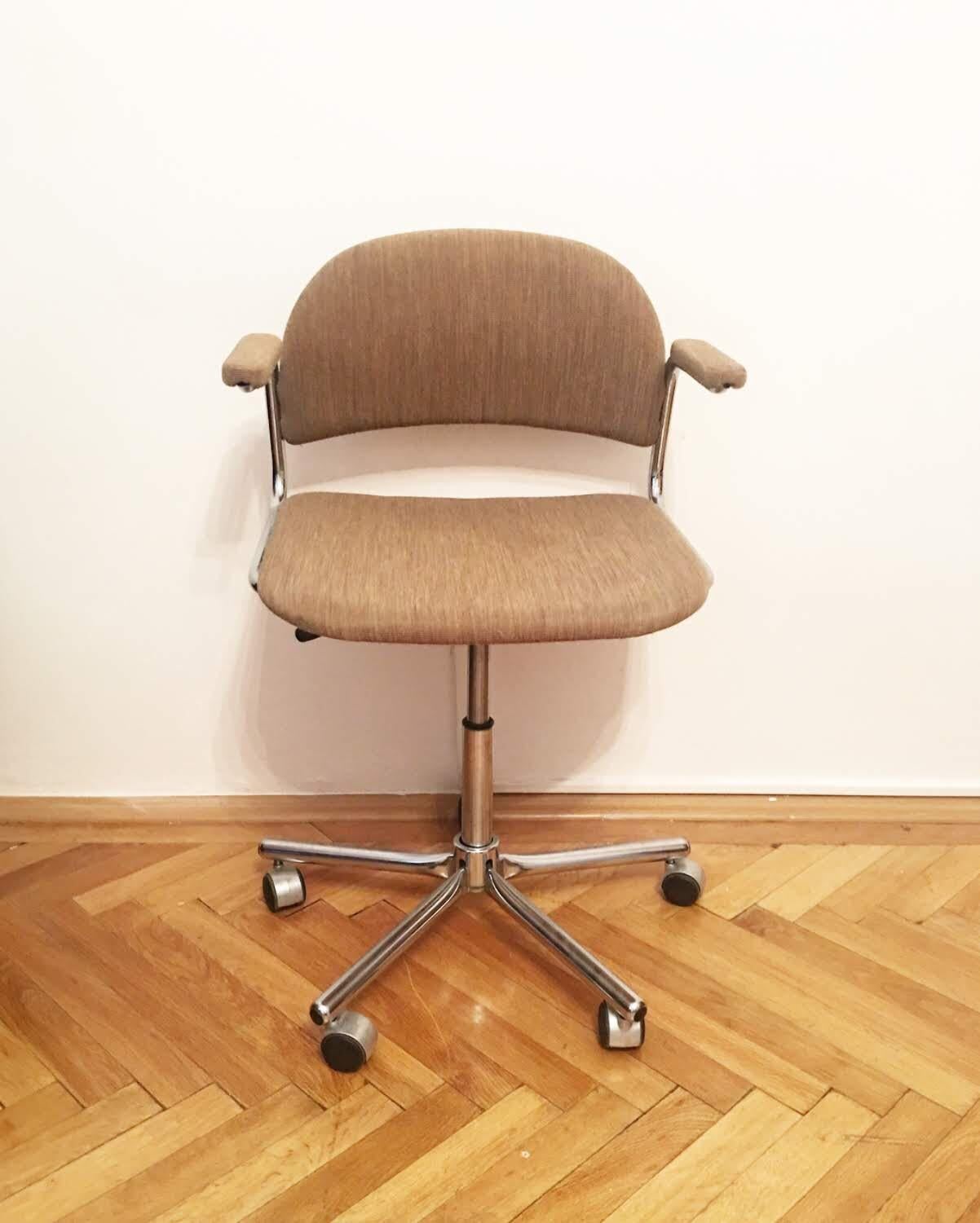 Mid-Century Modern Czech Swivel Office Chairs, 1970s, Set of 4
