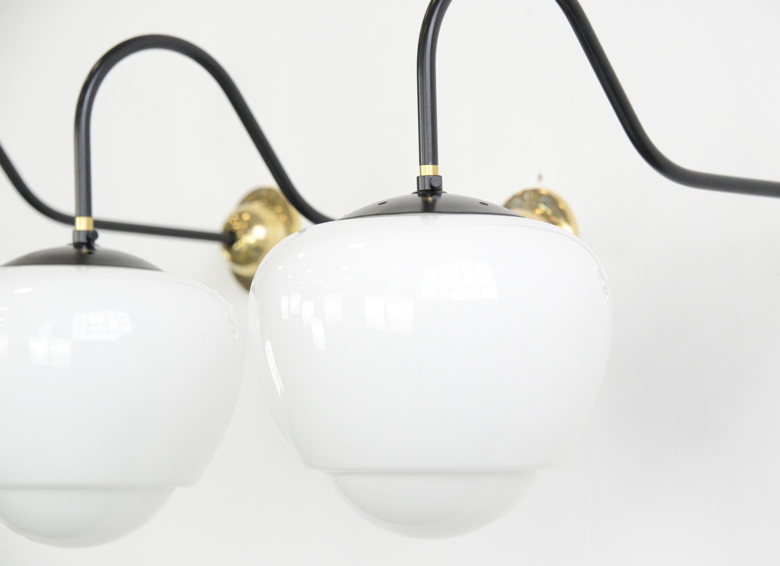 Art Deco Czech Teardrop Opaline Wall Lights, circa 1940s
