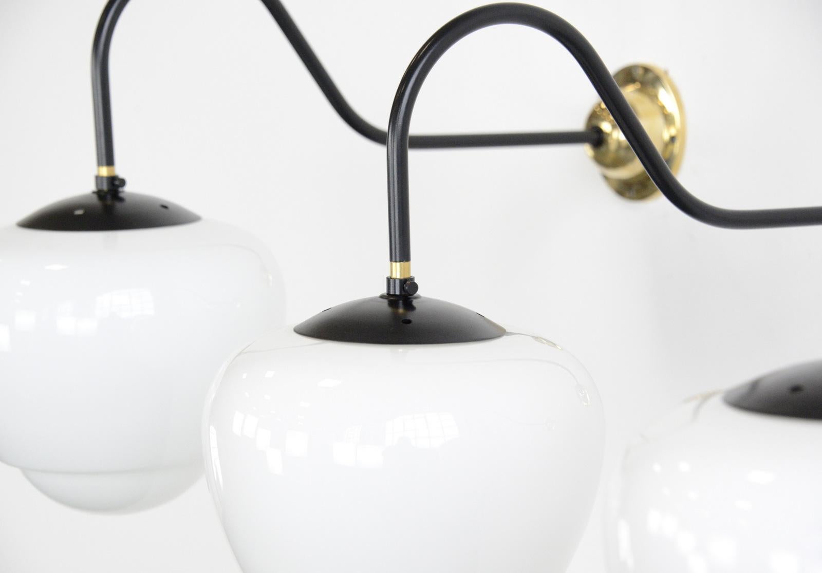 Mid-20th Century Czech Teardrop Opaline Wall Lights, circa 1940s