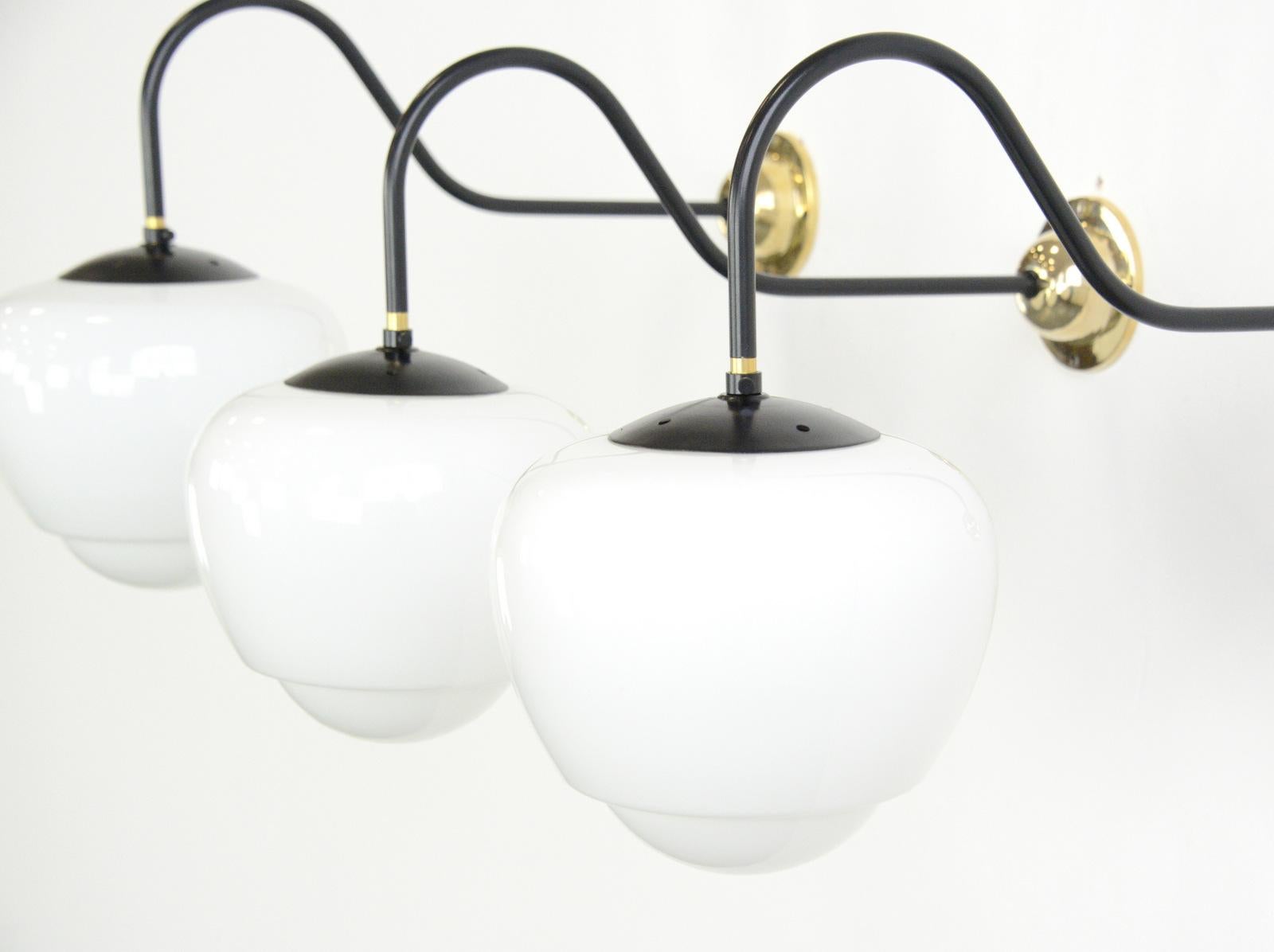 Czech Teardrop Opaline Wall Lights, circa 1940s 2