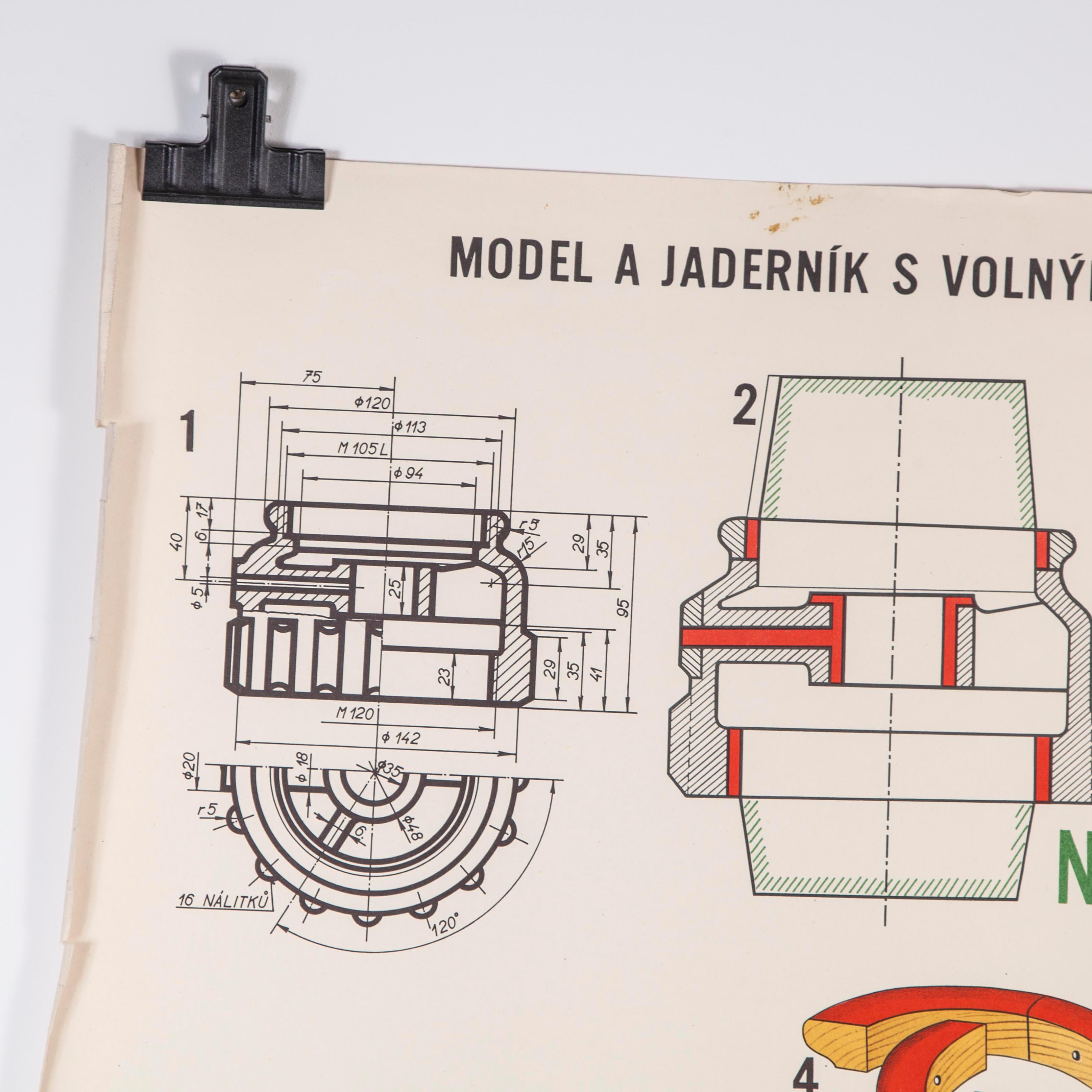 Fin du 20e siècle Dessin industriel technique tchèque:: poster sur l'ingénierie des moules de fonderie:: 13 en vente