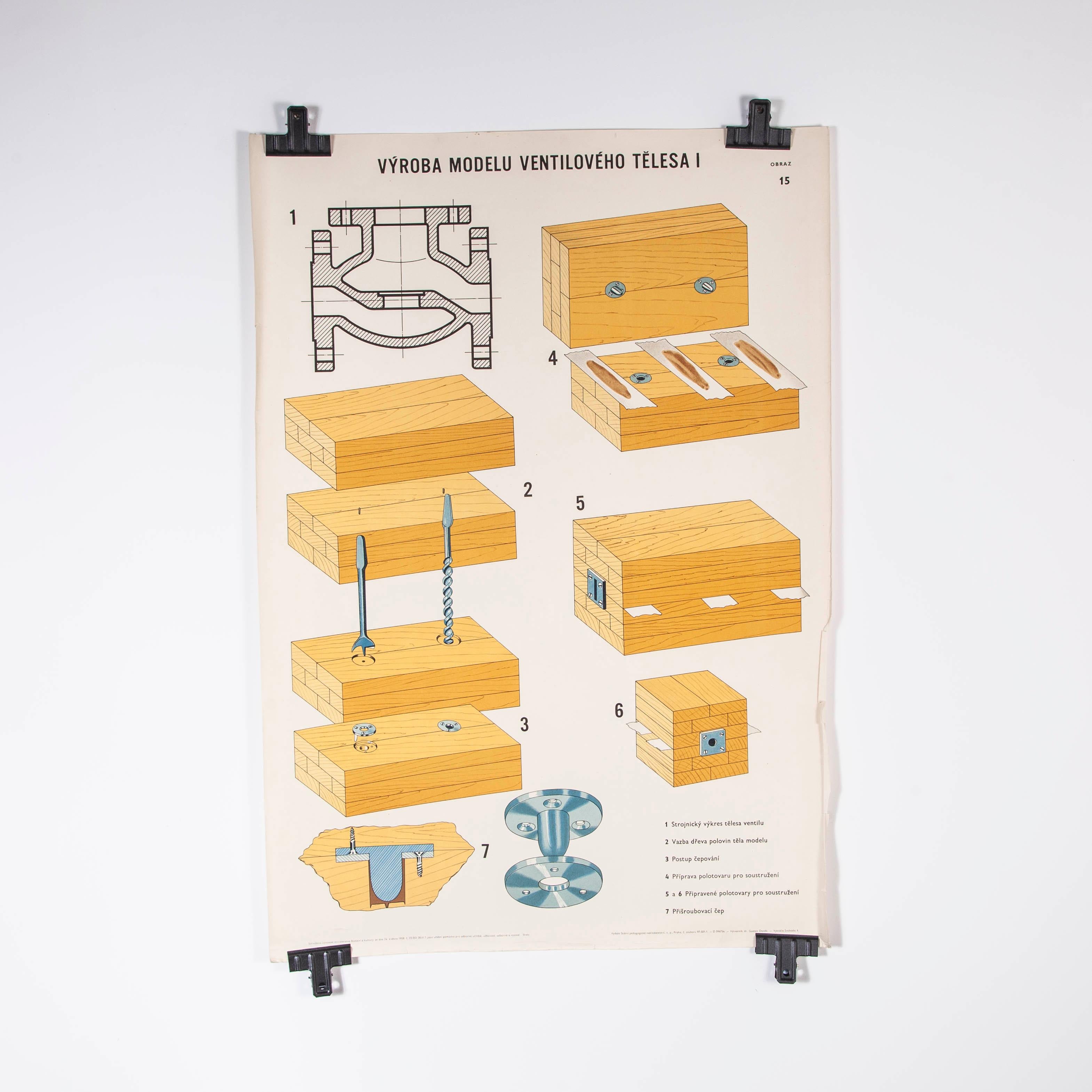 Late 20th Century Czech Technical Industrial Drawing, Foundry Mould Engineering Poster, 14 For Sale