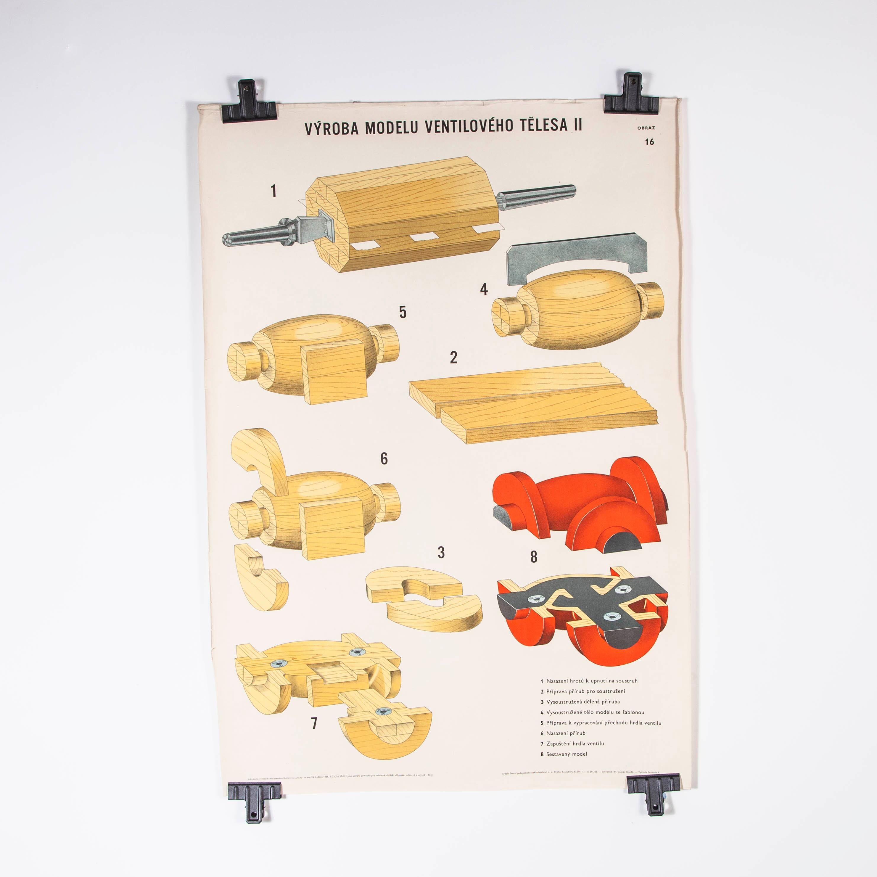 Late 20th Century Czech Technical Industrial Drawing, Foundry Mould Engineering Poster, 16 For Sale