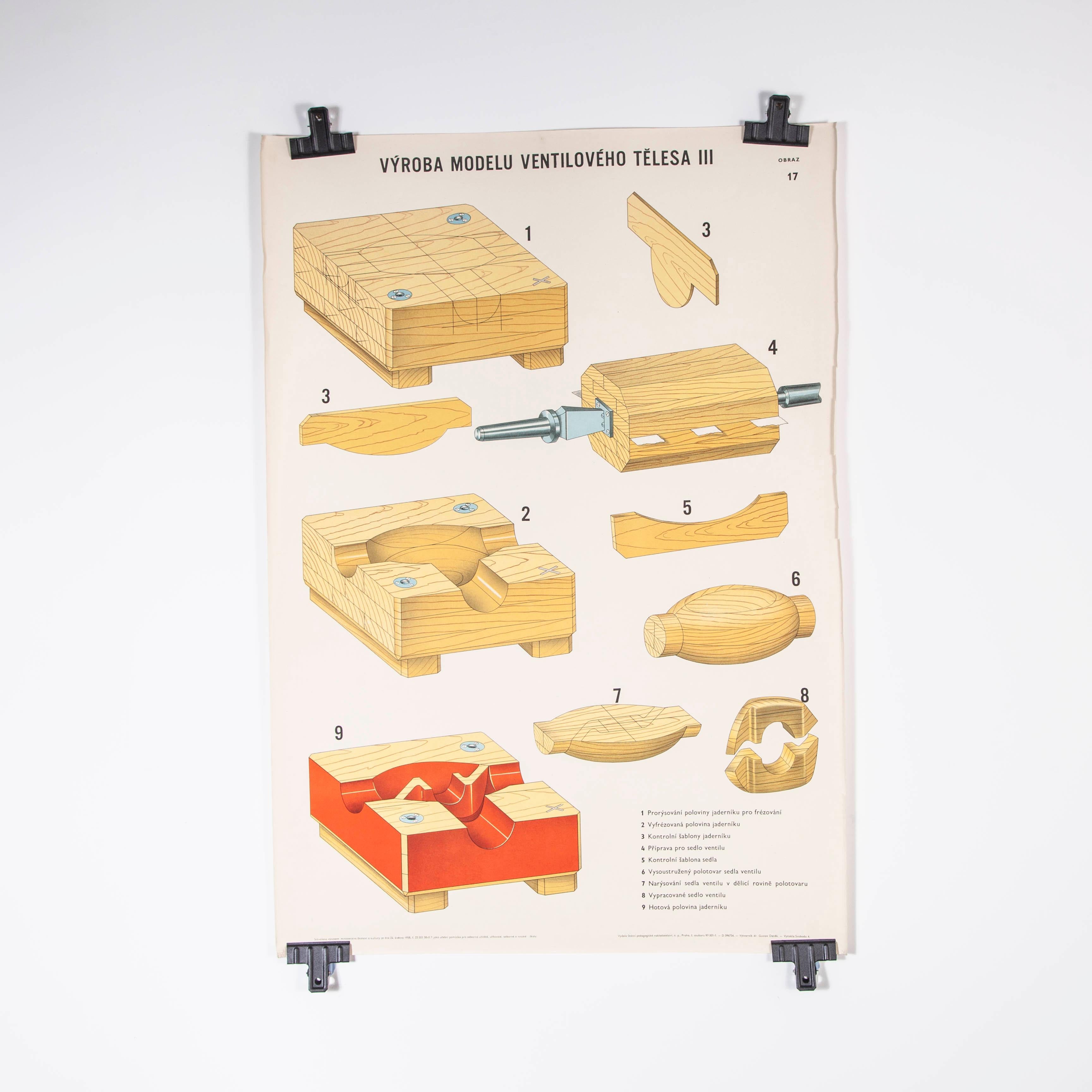 Late 20th Century Czech Technical Industrial Drawing, Foundry Mould Engineering Poster, 17 For Sale