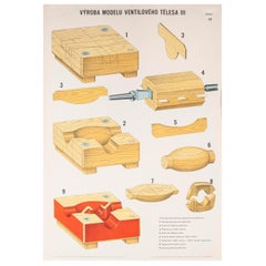 Czech Technical Industrial Drawing, Foundry Mould Engineering Poster, 17