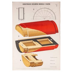 Vintage Czech Technical Industrial Drawing, Foundry Mould Engineering Poster, 21
