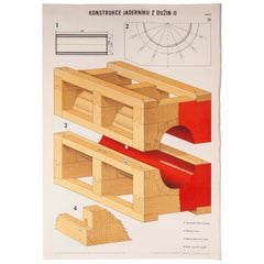 Retro Czech Technical Industrial Drawing, Foundry Mould Engineering Poster, 23