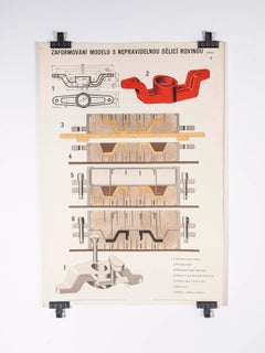 Czech Technical Industrial Drawing, Foundry Mould Engineering Poster, 25