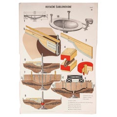 Retro Czech Technical Industrial Drawing, Foundry Mould Engineering Poster, 26