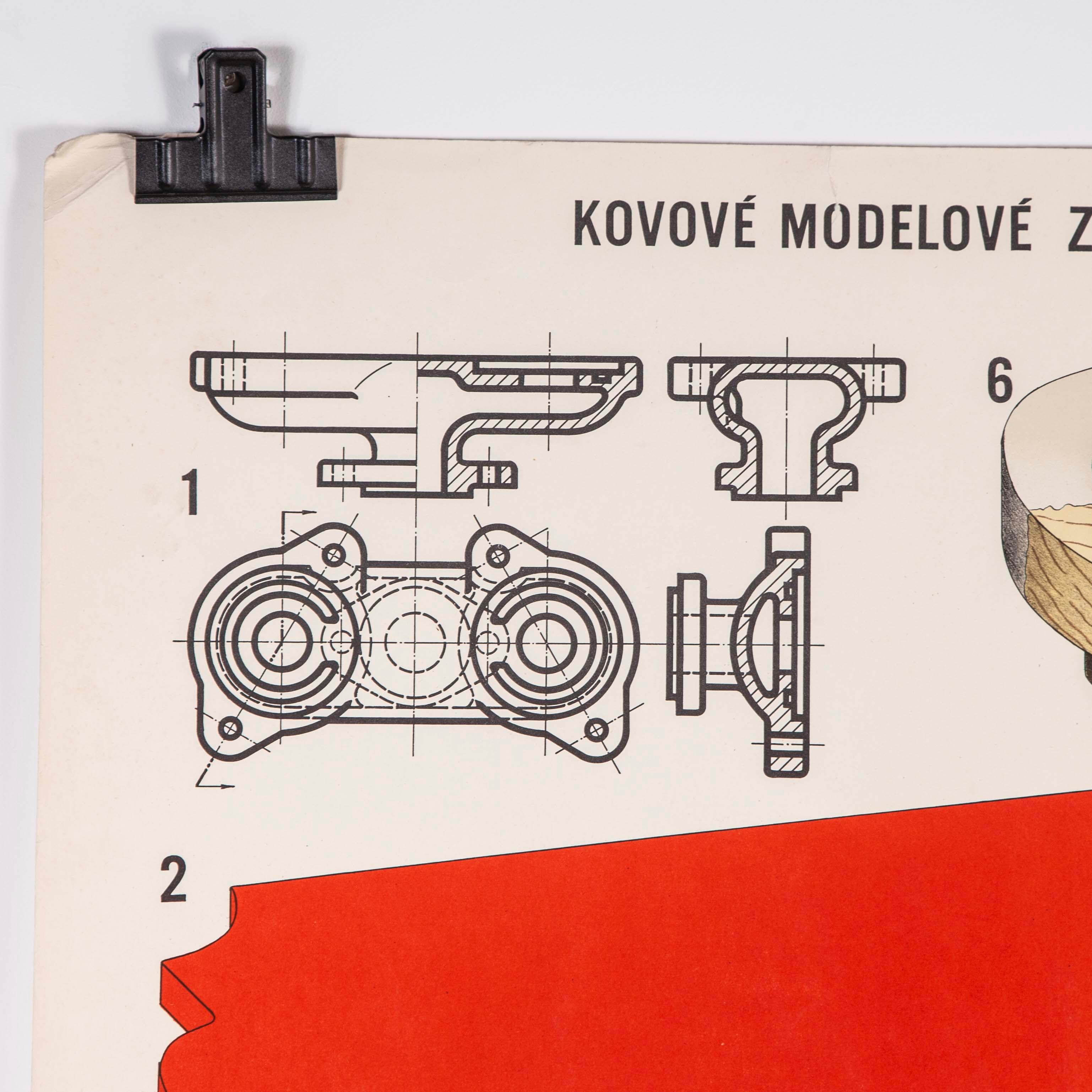 Paper Czech Technical Industrial Drawing, Foundry Mould Engineering Poster, 29 For Sale