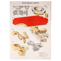 Retro Czech Technical Industrial Drawing, Foundry Mould Engineering Poster, 29