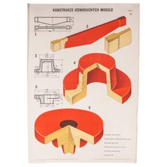 Vintage Czech Technical Industrial Drawing, Foundry Mould Engineering Poster, 31