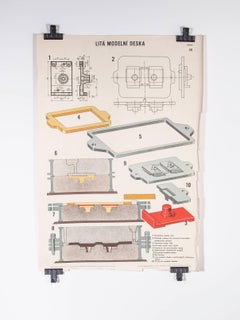 Czech Technical Industrial Drawing, Foundry Mould Engineering Poster, 33