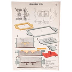 Retro Czech Technical Industrial Drawing, Foundry Mould Engineering Poster, 33