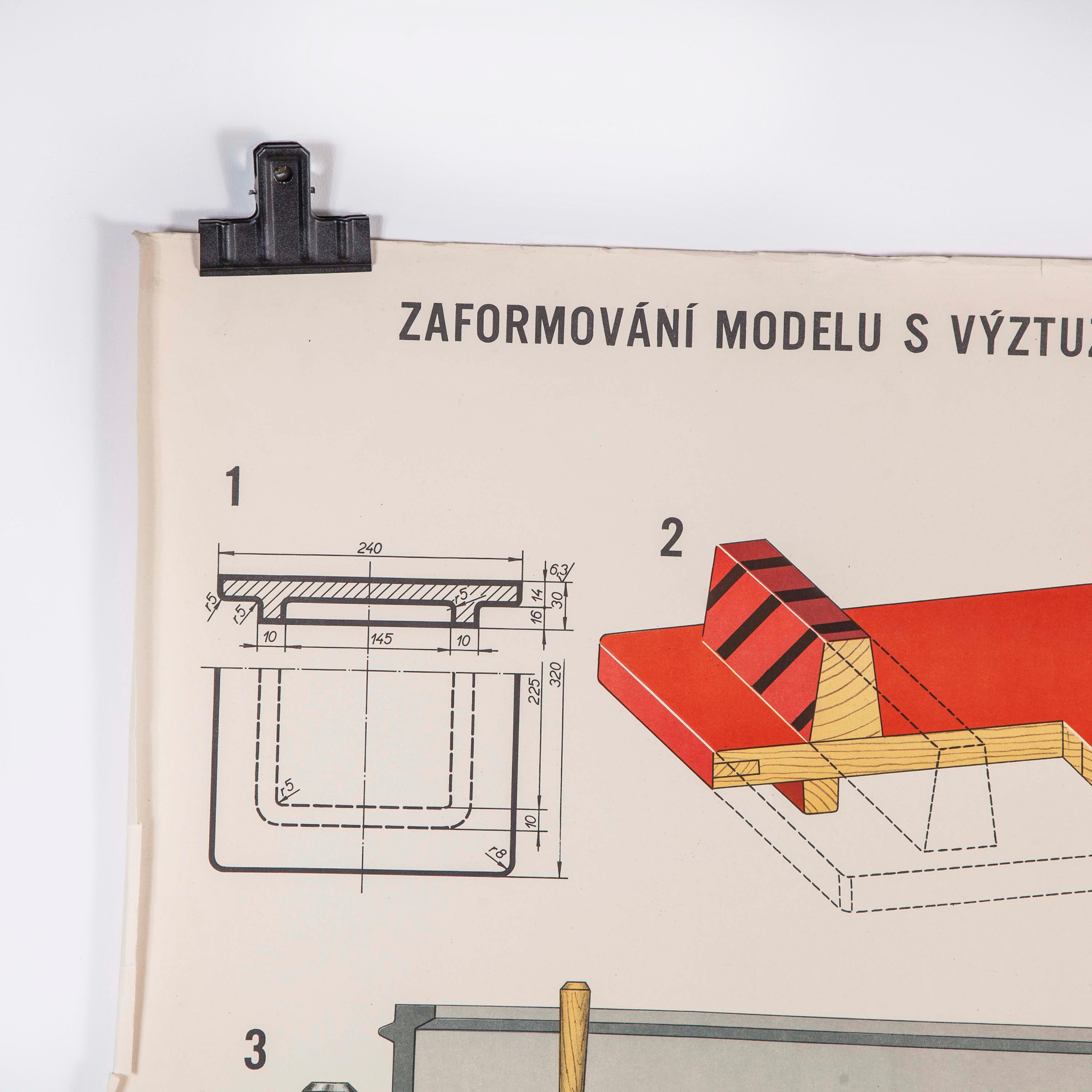 Late 20th Century Czech Technical Industrial Drawing, Foundry Mould Engineering Poster, 4
