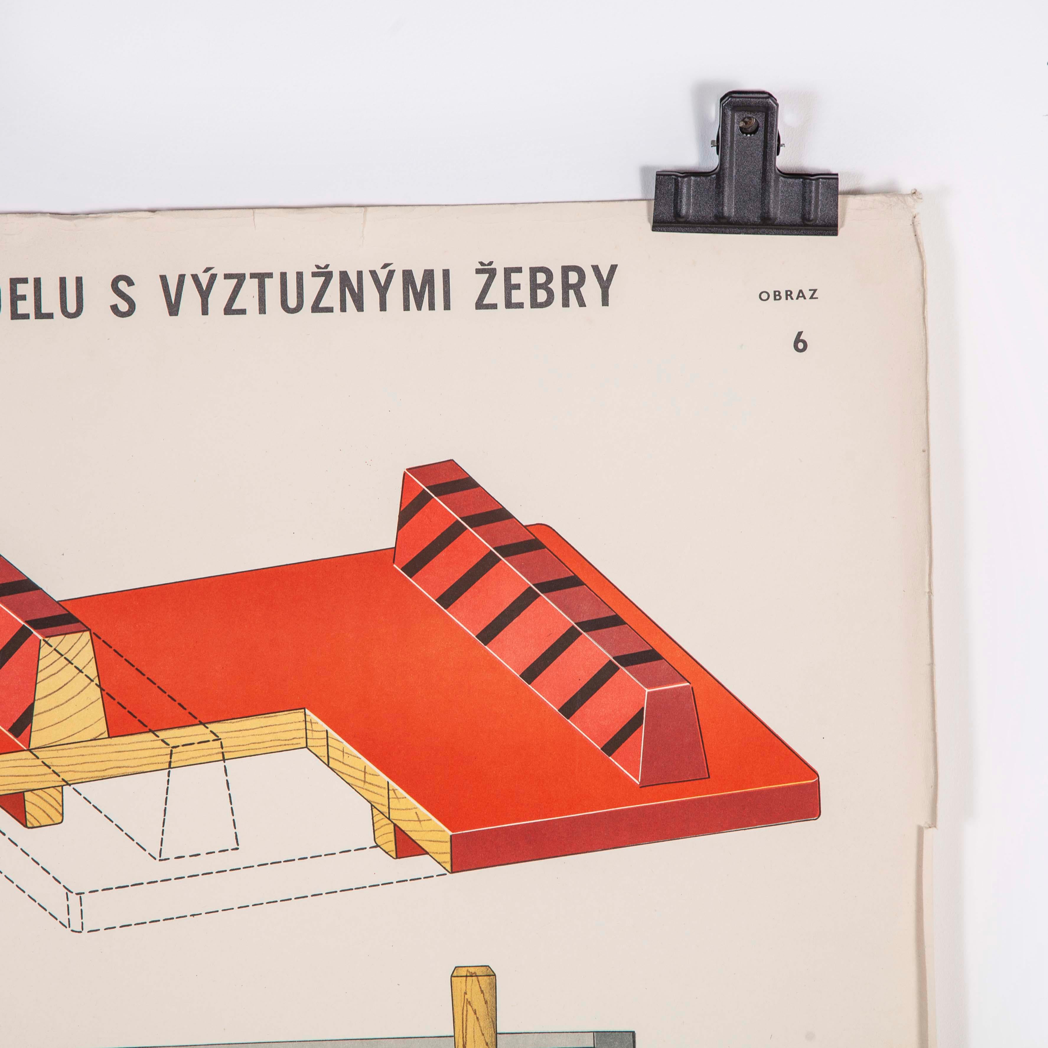 Paper Czech Technical Industrial Drawing, Foundry Mould Engineering Poster, 4