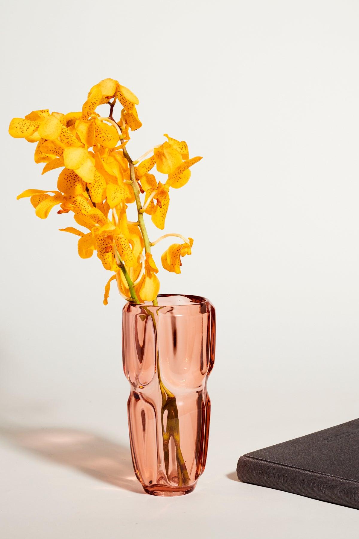 Czech Translucent Peach Heavy Glass Vase 1