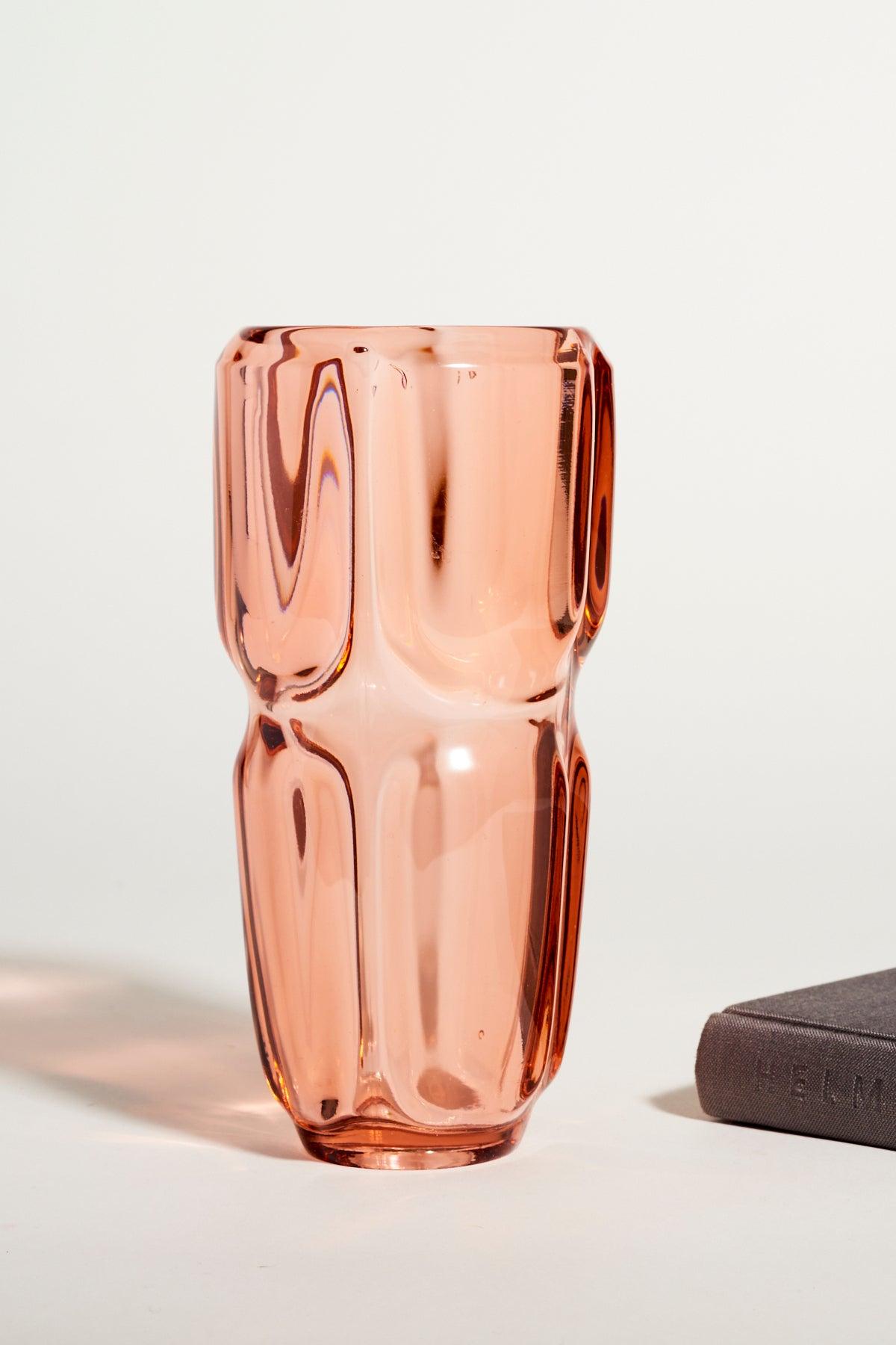 Czech Translucent Peach Heavy Glass Vase 2
