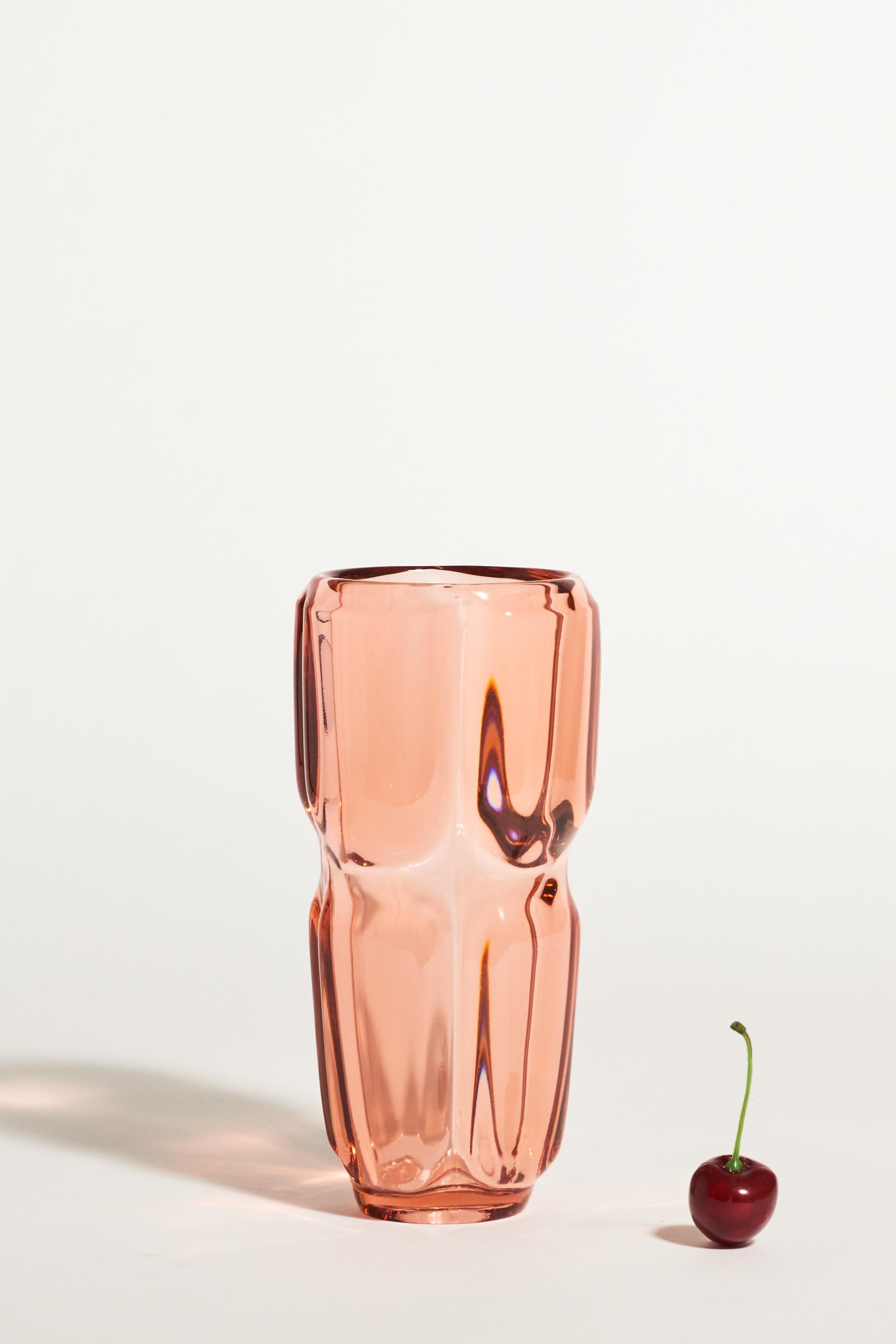 Czech Translucent Peach Heavy Glass Vase 3