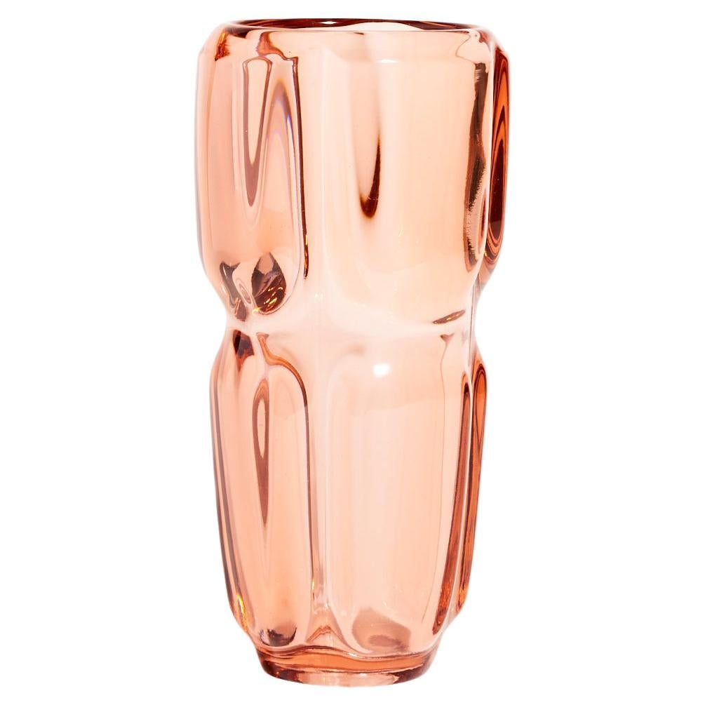 Czech Translucent Peach Heavy Glass Vase