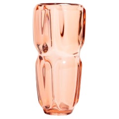 Czech Translucent Peach Heavy Glass Vase