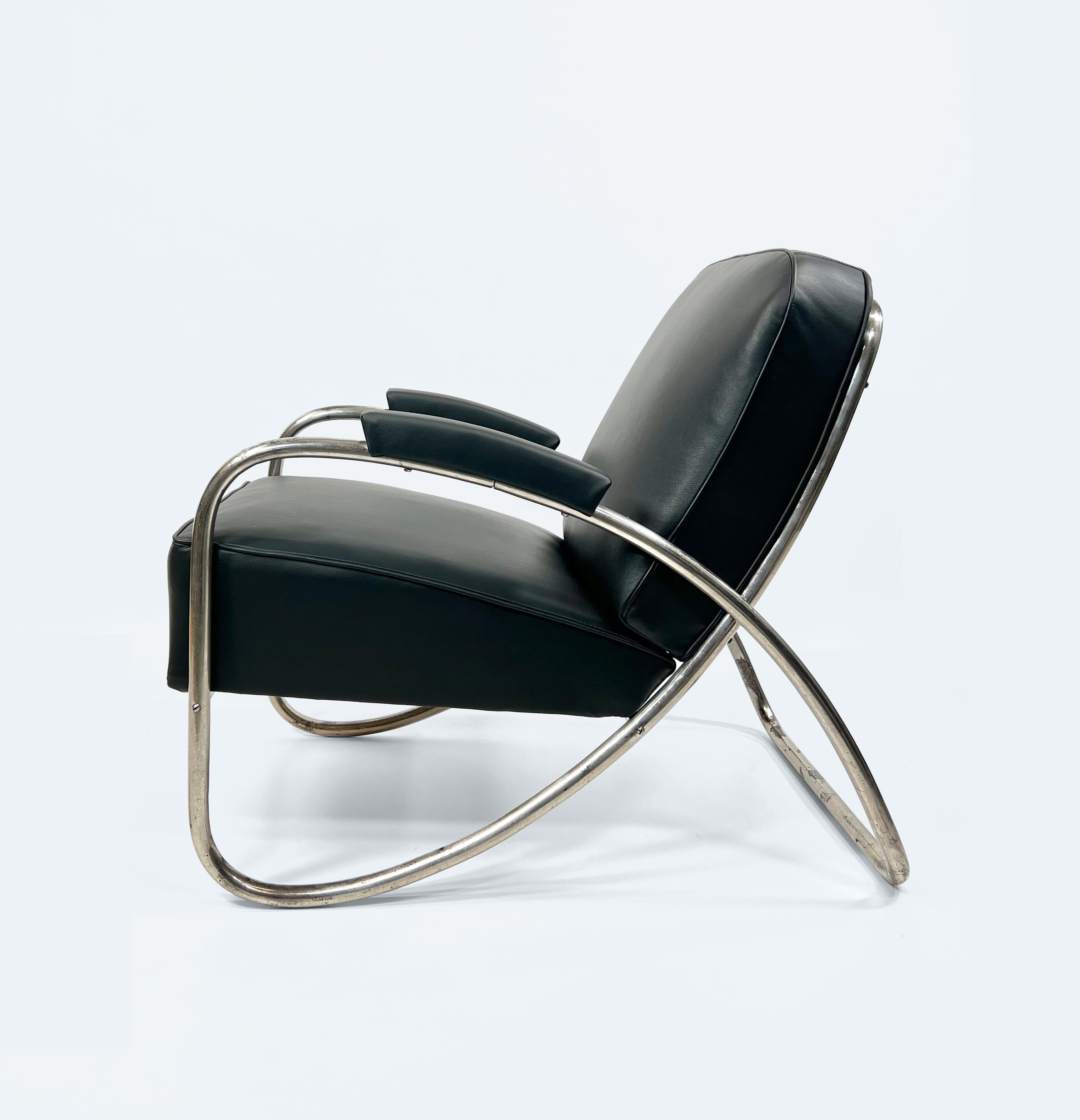 Ferronnerie Chaise longue tchèque inconnue du modèle KS 45 d'Anton Lorenz, années 1930 en vente