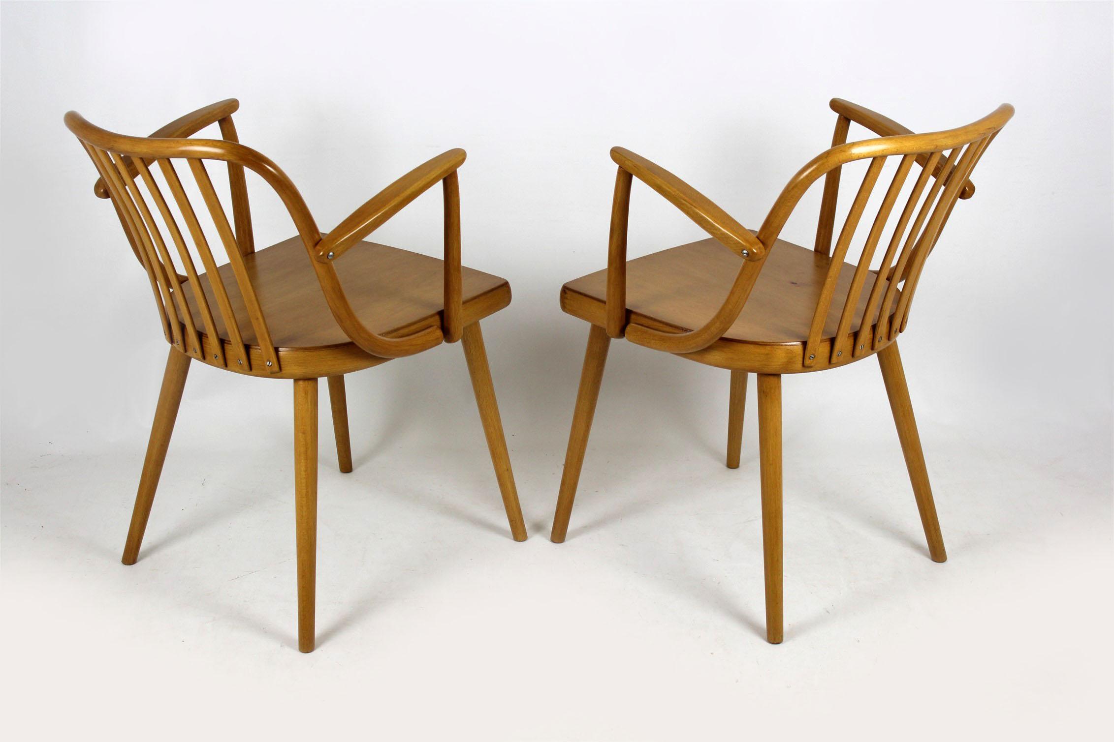 20th Century Czech Wooden Armchairs by Antonin Suman for Ton, 1960s, Set of Two