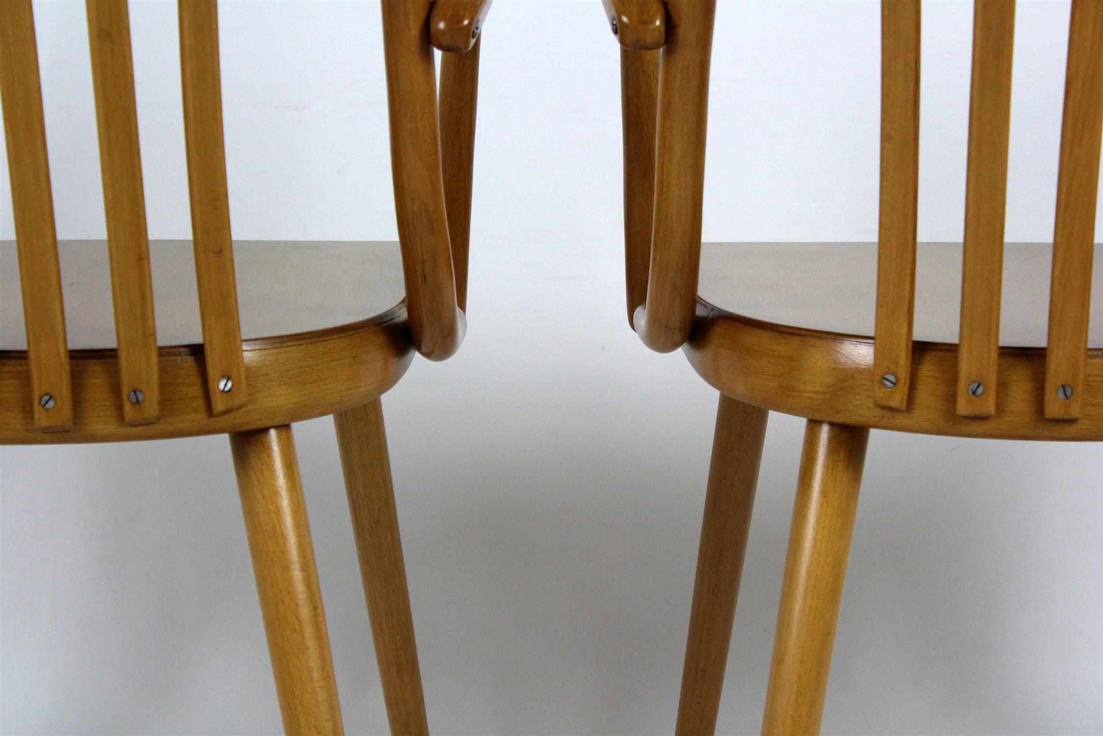 Czech Wooden Armchairs by Antonin Suman for Ton, 1960s, Set of Two 1