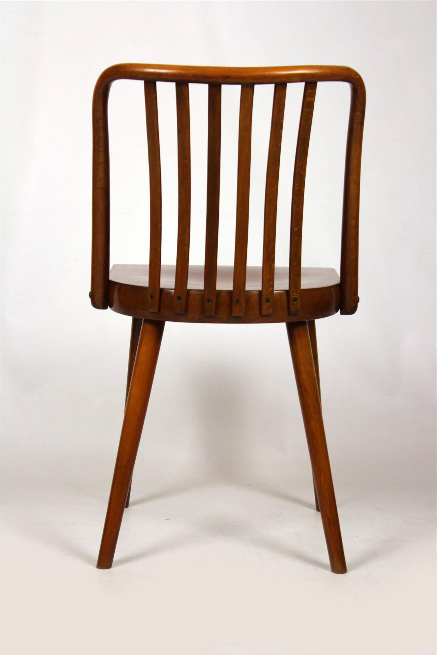 Czech Wooden Chairs by Antonin Suman for TON, 1960s, Set of Four 6