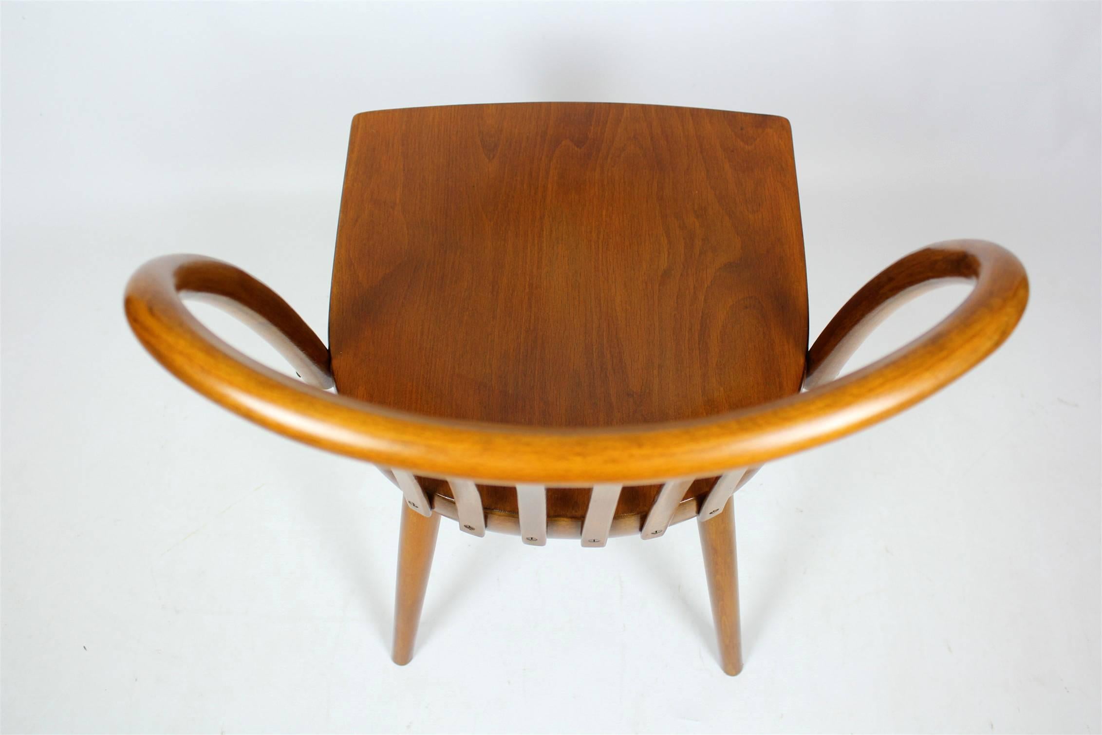 Czech Wooden Chairs by Antonin Suman for TON, 1960s, Set of Four 7