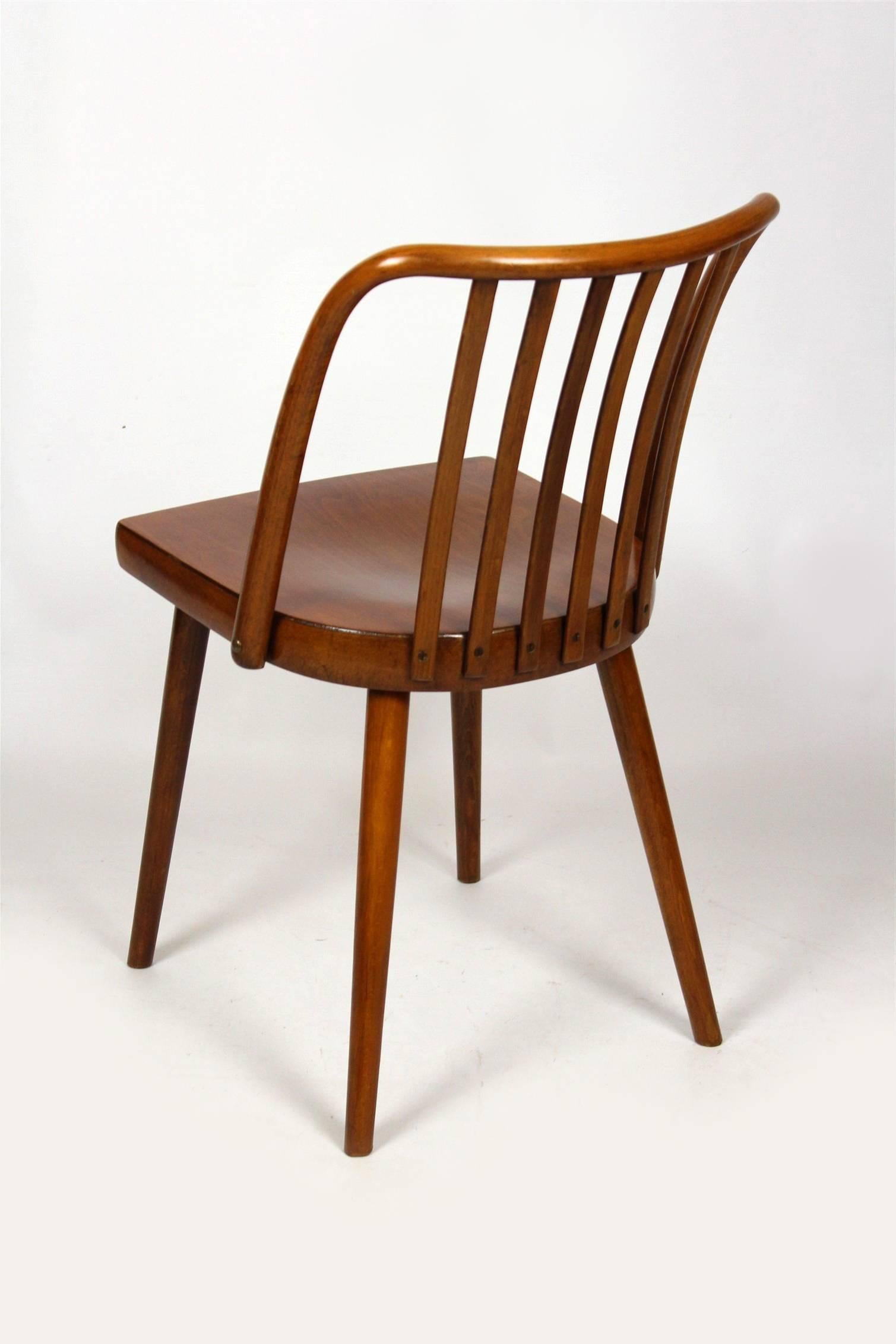 Czech Wooden Chairs by Antonin Suman for TON, 1960s, Set of Four 3