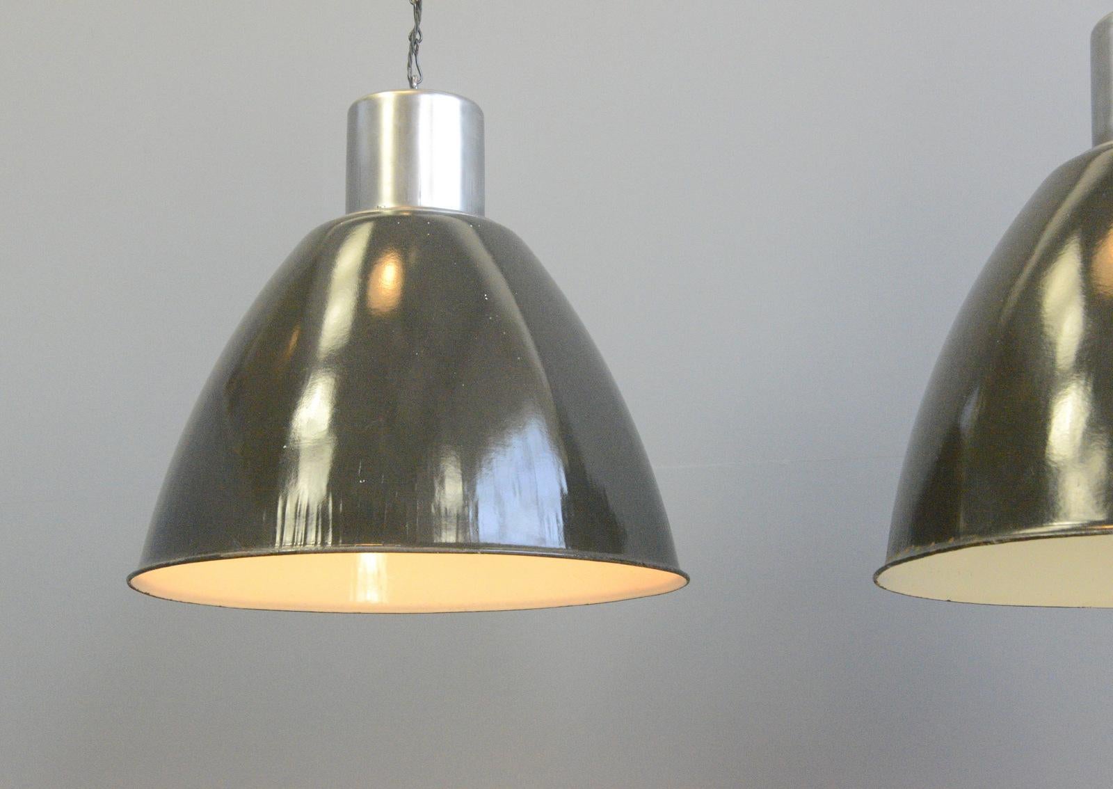 Czech XL Industrial Pendant Lights, Circa 1950s In Good Condition For Sale In Gloucester, GB