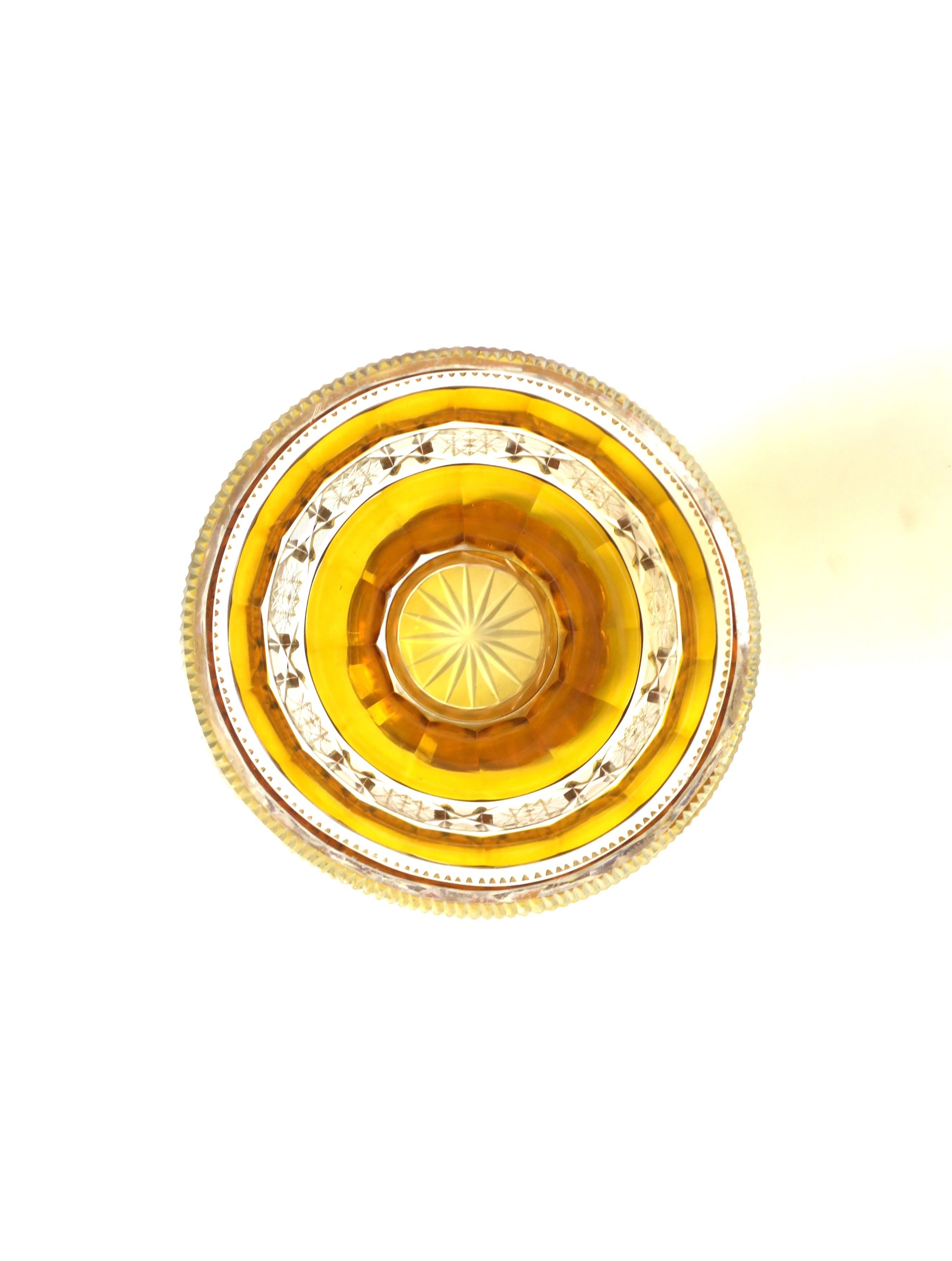 Czech Bohemian Cut Crystal Vase Golden Yellow Amber For Sale 1