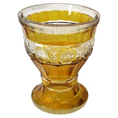 Czech Yellow Bohemian Cut Crystal Vase